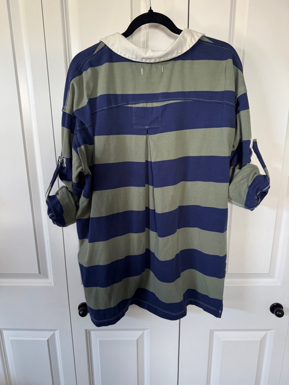 We The Free Olive Green and Navy Blue Striped Rugby Polo - Picture 9 of 10